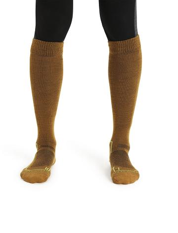 Men's Icebreaker Merino Ski+ Ultralight Over the Calf Socks Clove / Silent Gold | CA 1930EBCX